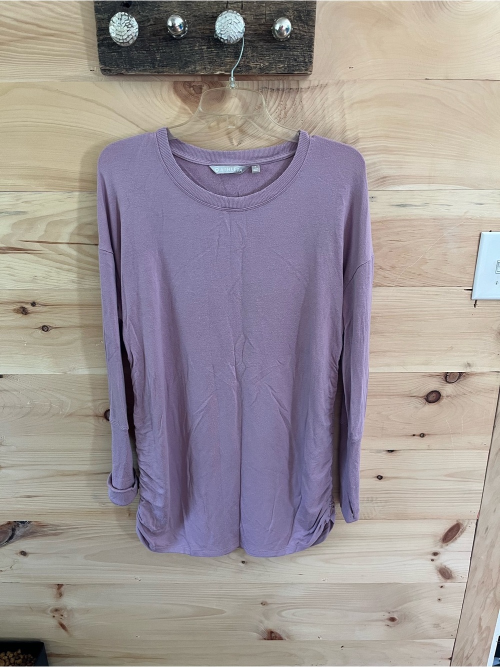 Athleta Long Sleeve Tunic Crewneck Top - Lavendar Purple Pink Oversized Large